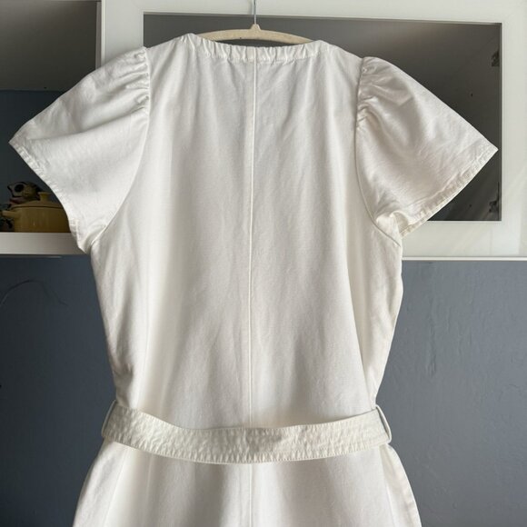 G Label by Goop Cady Puff-Sleeve Jumpsuit White Size 6 Wide Leg - Picture 4 of 8